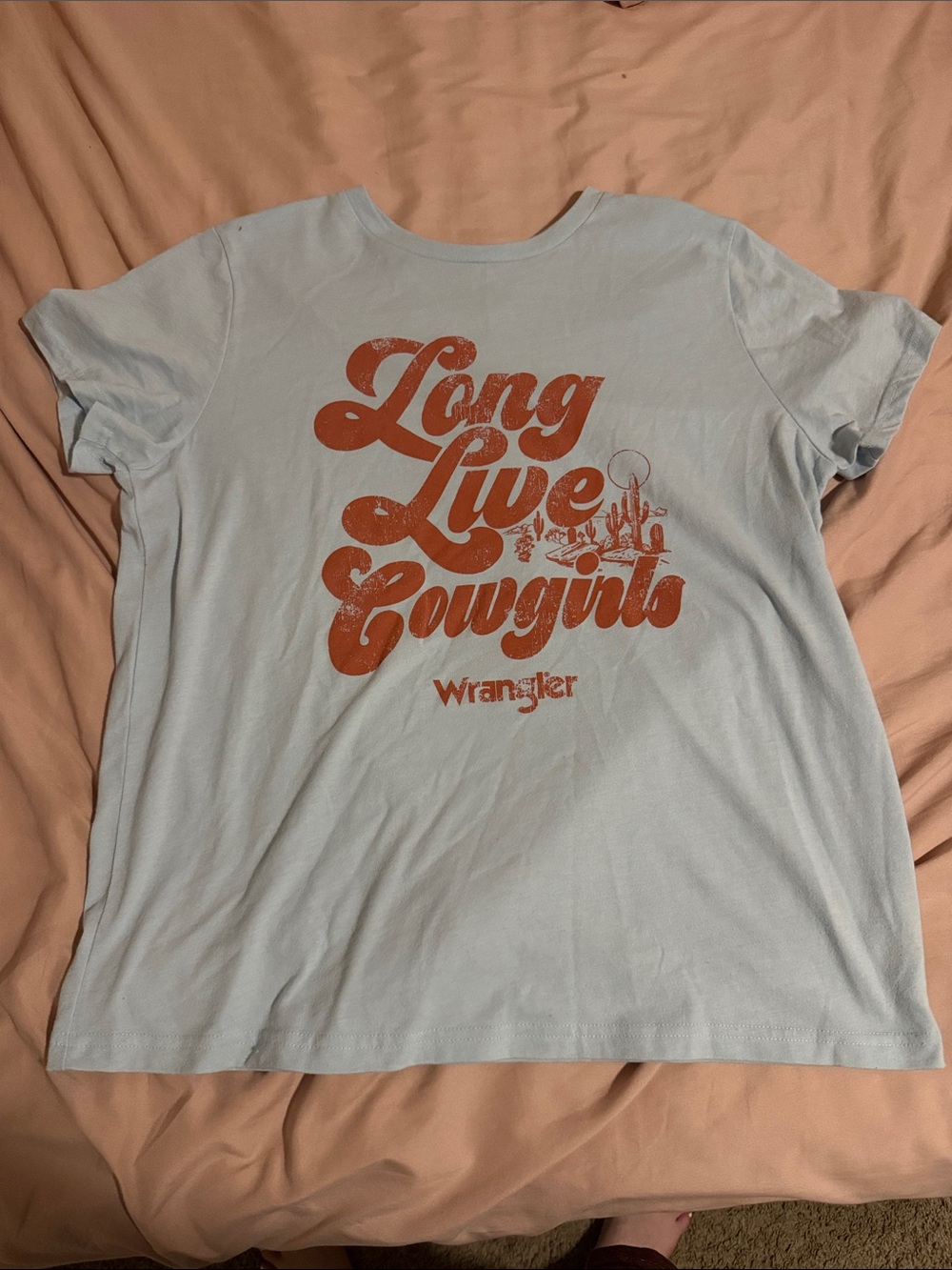 Wrangler Light Blue Short Sleeve 'Long Live Cowgirls' Graphic Tee